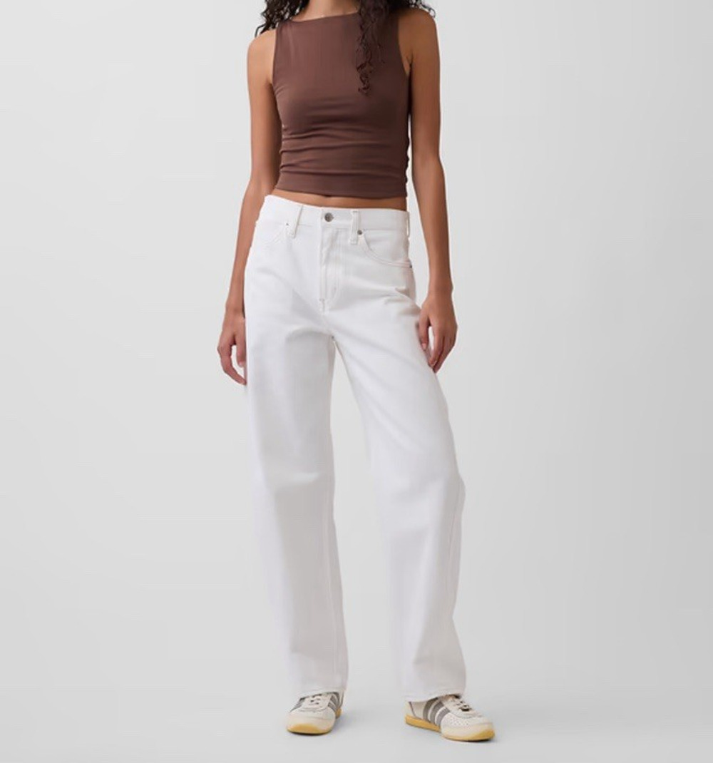 Gap Barrel Jeans Women's Size 28 NWTF High Rise White Denim 100% Cotton Pants